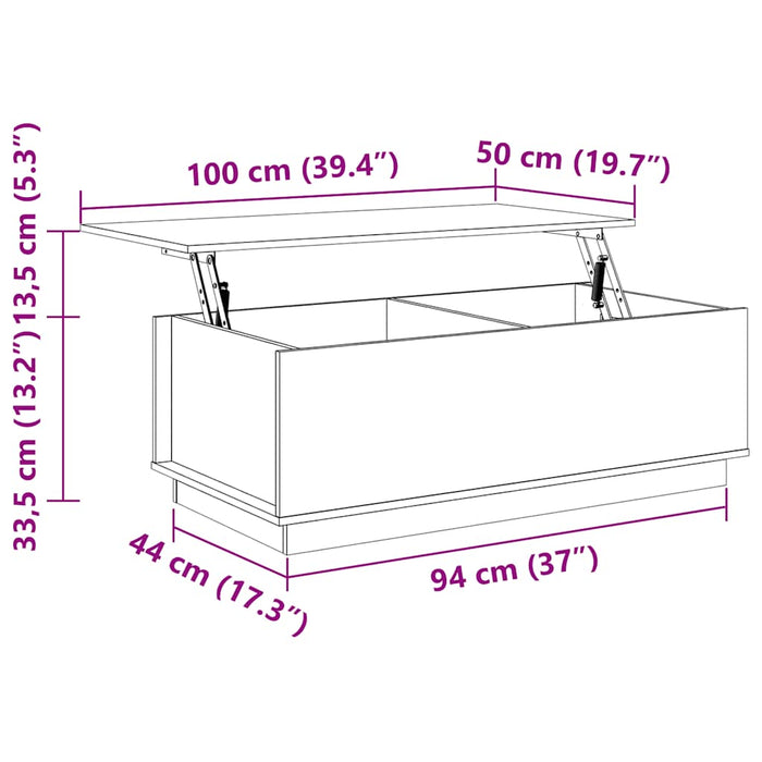 Tavolino da Salotto 100x50x35 cm in Legno Massello di Pino