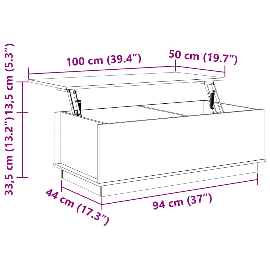 Tavolino da Salotto Grigio 100x50x35 cm Legno Massello di Pino cod mxl 26678