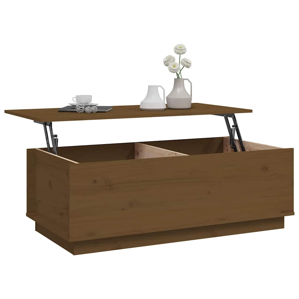 Tavolino da Salotto ambra 100x50x35 cm Legno Massello di Pino 813423