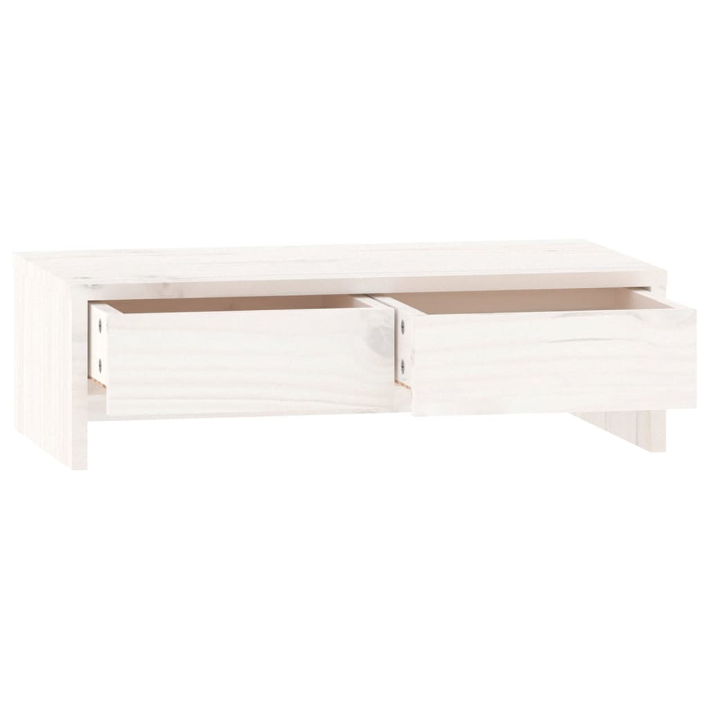 Supporto per Monitor Bianco 50x27x15 cm Legno Massello di Pino 813955