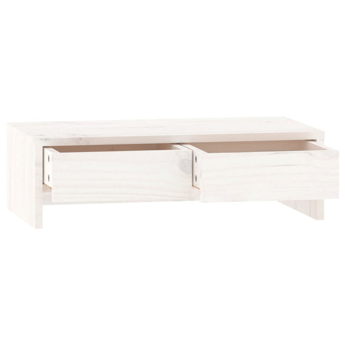 Supporto per Monitor Bianco 50x27x15 cm Legno Massello di Pino 813955