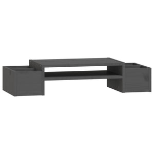 Supporto per monitor tavolo scrivania mobile 70 x 275 x 15 cm legno massello di pino grigio 02_0044900