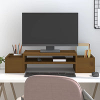 Supporto per Monitor ambra 70x27,5x15 cm Legno Massello di Pino 813967