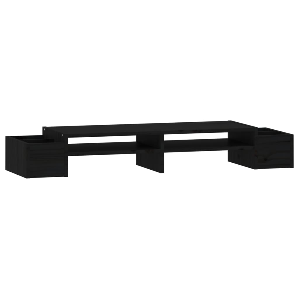Supporto per Monitor Nero 100x27,5x15cm Legno Massello di Pino 813973