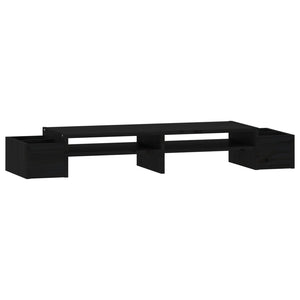 Supporto per Monitor Nero 100x27,5x15cm Legno Massello di Pino 813973