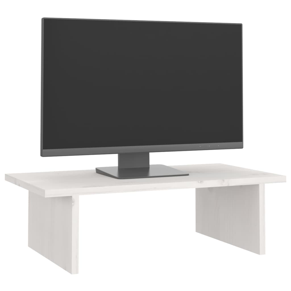 Supporto per Monitor Bianco 50x27x15 cm Legno Massello di Pino cod mxl 75014
