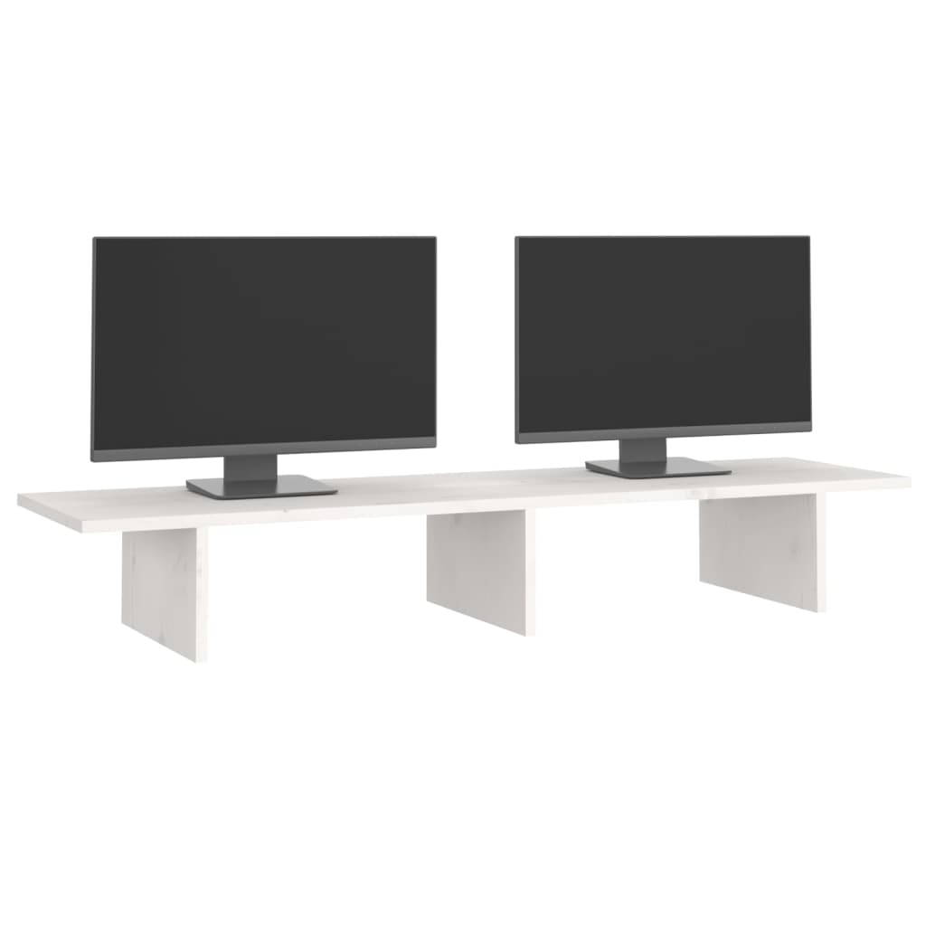 Supporto per Monitor Bianco 100x27x15 cm Legno Massello di Pino cod mxl 65665