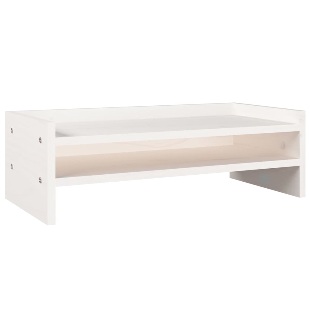 Supporto per Monitor Bianco 50x24x16 cm Legno Massello di Pino 813985