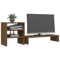 Supporto per Monitor ambra 81x20x30 cm Legno Massello di Pino 813997