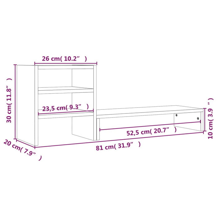 Supporto per monitor marrone miele 81 x 20 x 30 cm in legno di pino massiccio 02_0021134