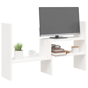 Supporto Monitor Bianco (39-72)x17x43 cm Legno Massello di Pino 814010