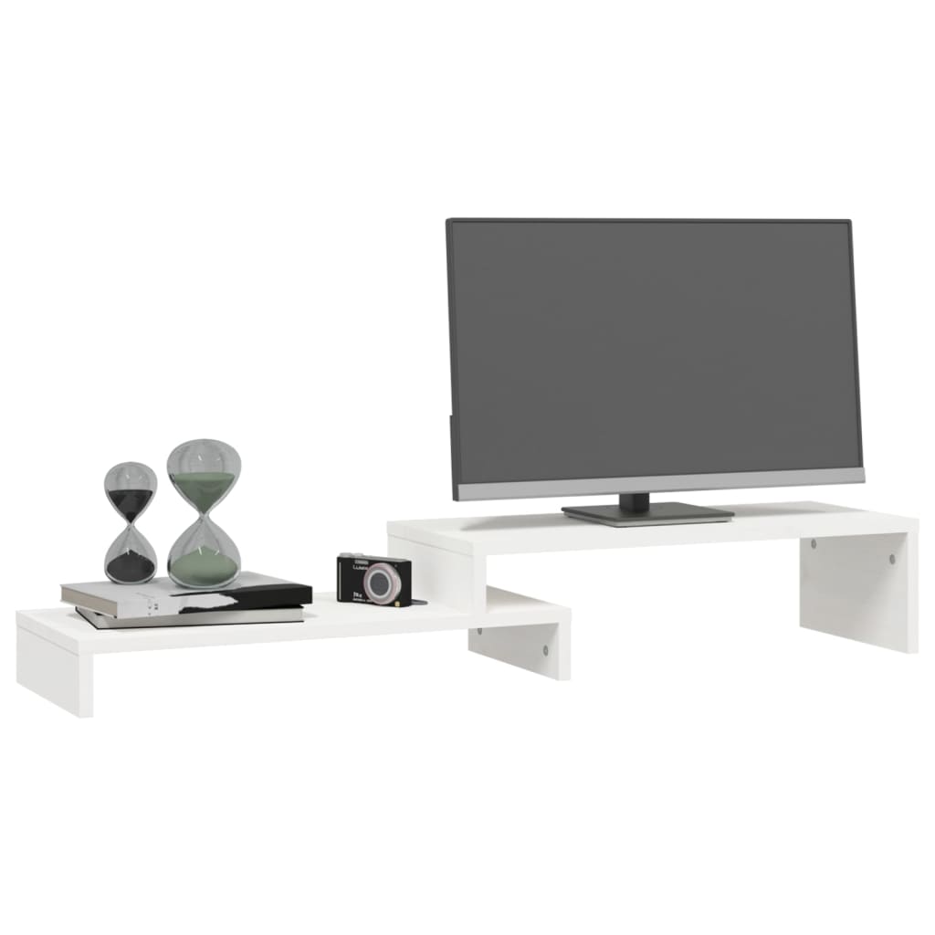 Supporto Monitor Bianco (52-101)x22x14 cm Legno Massello Pino