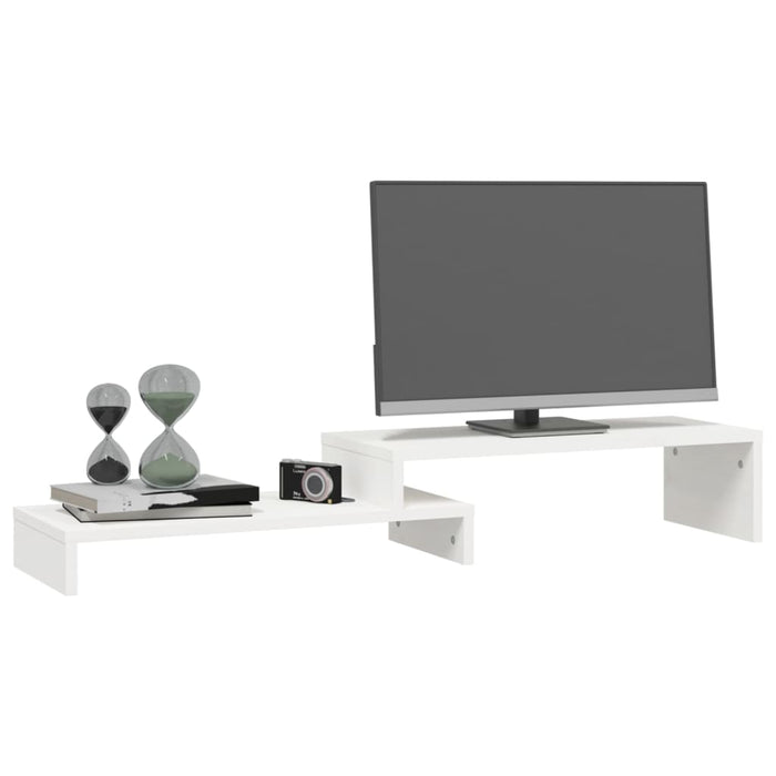 Supporto Monitor Bianco (52-101)x22x14 cm Legno Massello Pino