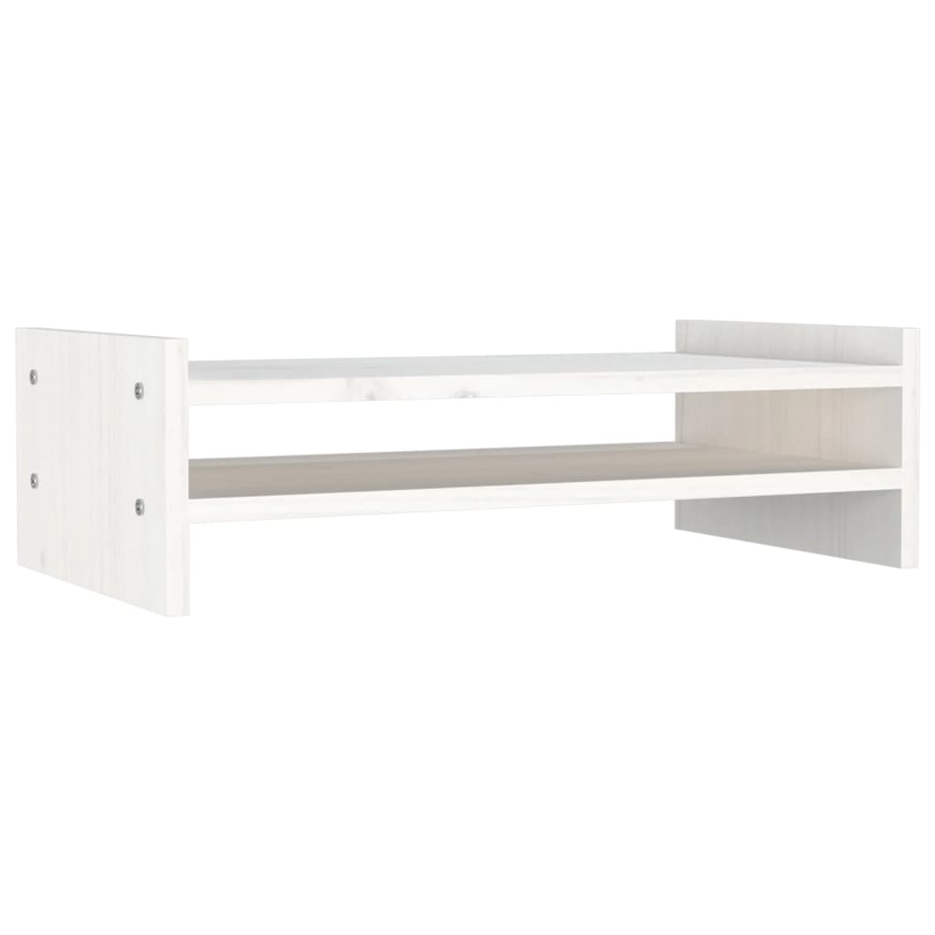 Supporto per Monitor Bianco 50x27x15 cm Legno Massello di Pino 814020