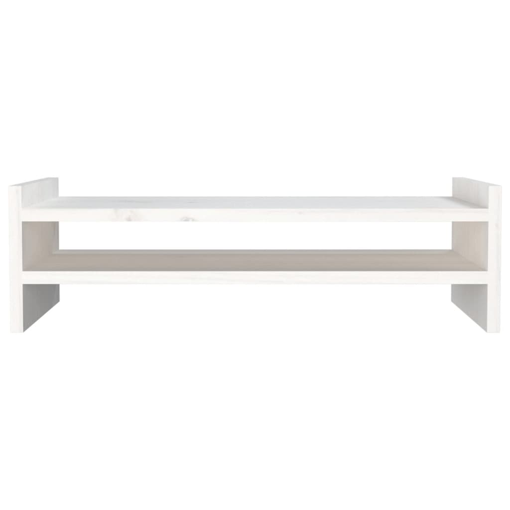 Supporto per Monitor Bianco 50x27x15 cm Legno Massello di Pino 814020