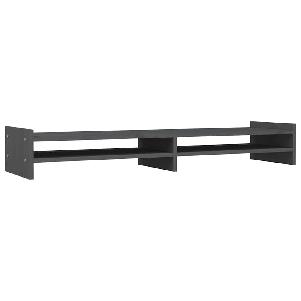 Supporto per Monitor Grigio 100x27x15 cm Legno Massello di Pino 814026