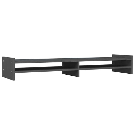 Supporto per Monitor Grigio 100x27x15 cm Legno Massello di Pino 814026