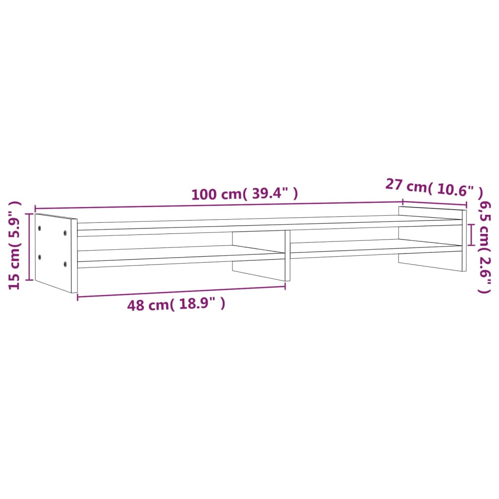 Supporto per monitor 100 x 27 x 15 cm legno massello di pino marrone 02_0004428
