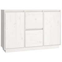 Credenza Bianca 111x34x75 cm in Legno Massello di Pino 814310