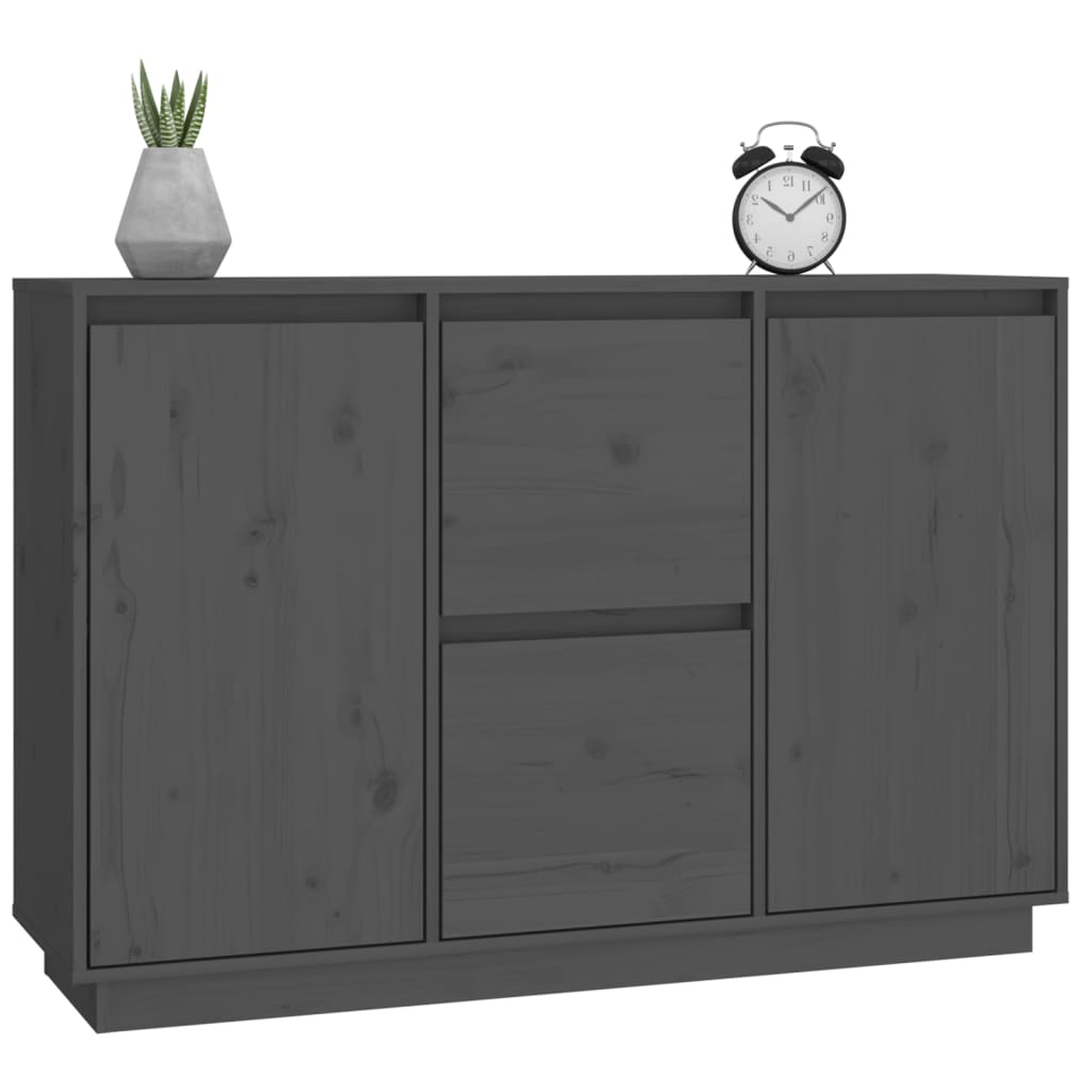 Credenza Grigia 111x34x75 cm in Legno Massello di Pino 814311