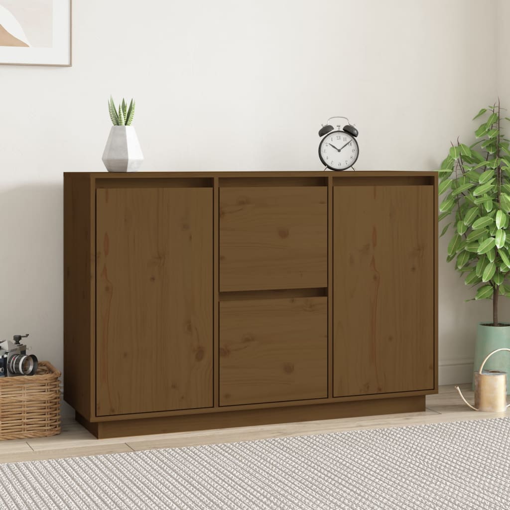 Credenza Marrone ambra 111x34x75 cm in Legno Massello di Pino 814312