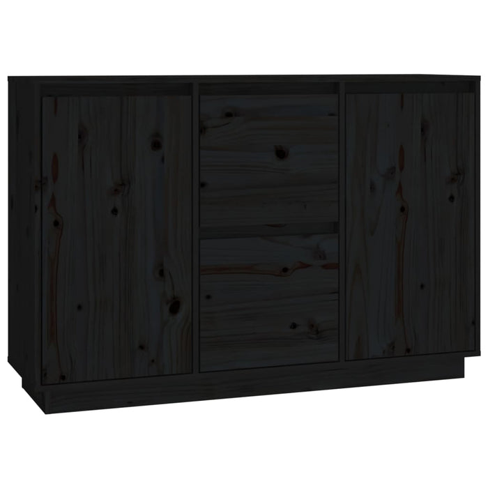 Credenza Nera 111x34x75 cm in Legno Massello di Pino 814313