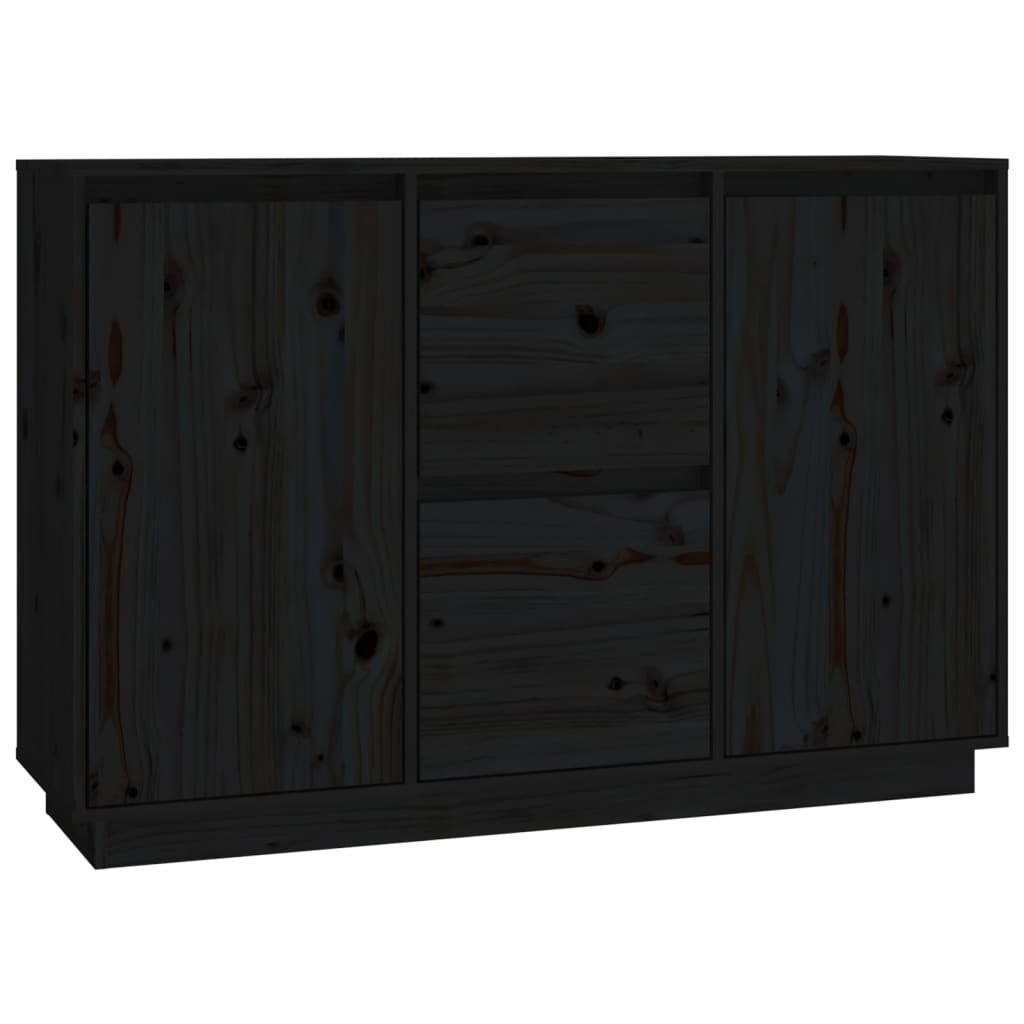Credenza-Buffet-Armadio da cucina Nera 111x34x75 cm in Legno Massello di Pino