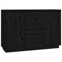 Credenza-Buffet-Armadio da cucina Nera 111x34x75 cm in Legno Massello di Pino
