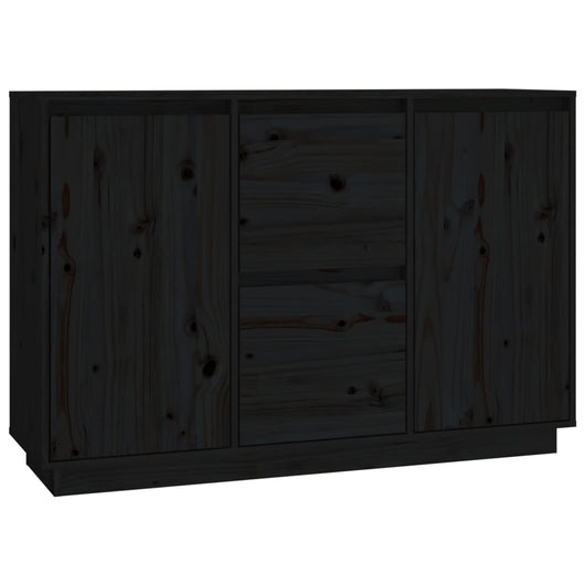 Credenza-Buffet-Armadio da cucina Nera 111x34x75 cm in Legno Massello di Pino