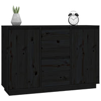 Credenza Nera 111x34x75 cm in Legno Massello di Pino 814313