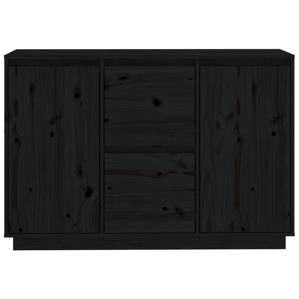 Credenza-Buffet-Armadio da cucina Nera 111x34x75 cm in Legno Massello di Pino