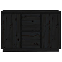 Credenza Nera 111x34x75 cm in Legno Massello di Pino 814313