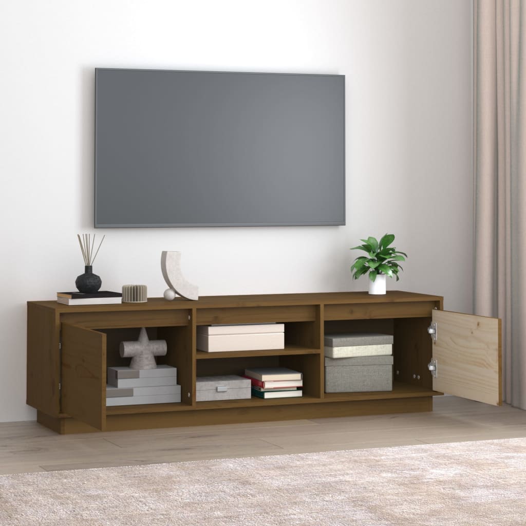 Mobile Porta TV-Mobile per TV-Credenza TV ambra 140x35x40 cm in Legno Massello di Pino