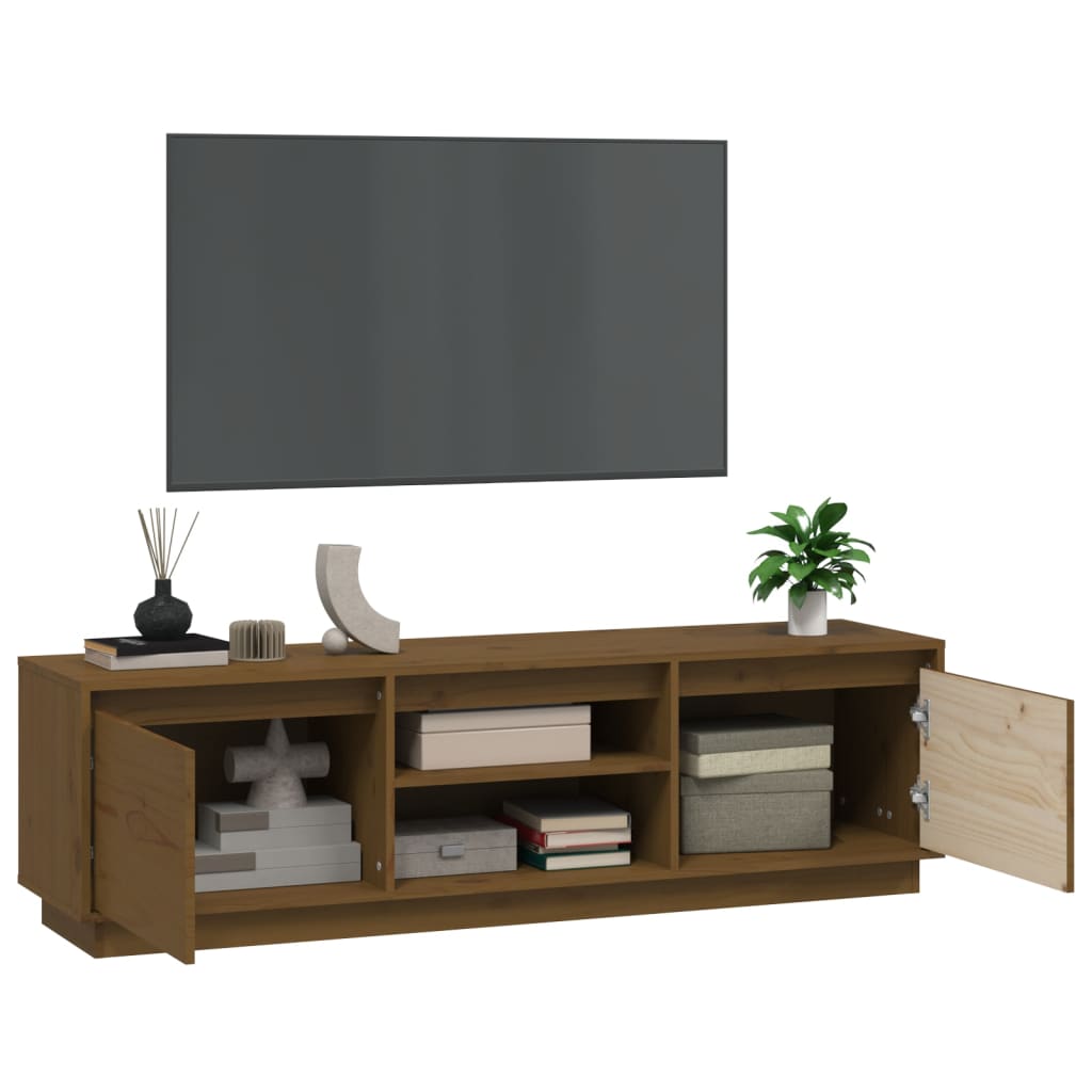 Mobile Porta TV-Mobile per TV-Credenza TV ambra 140x35x40 cm in Legno Massello di Pino