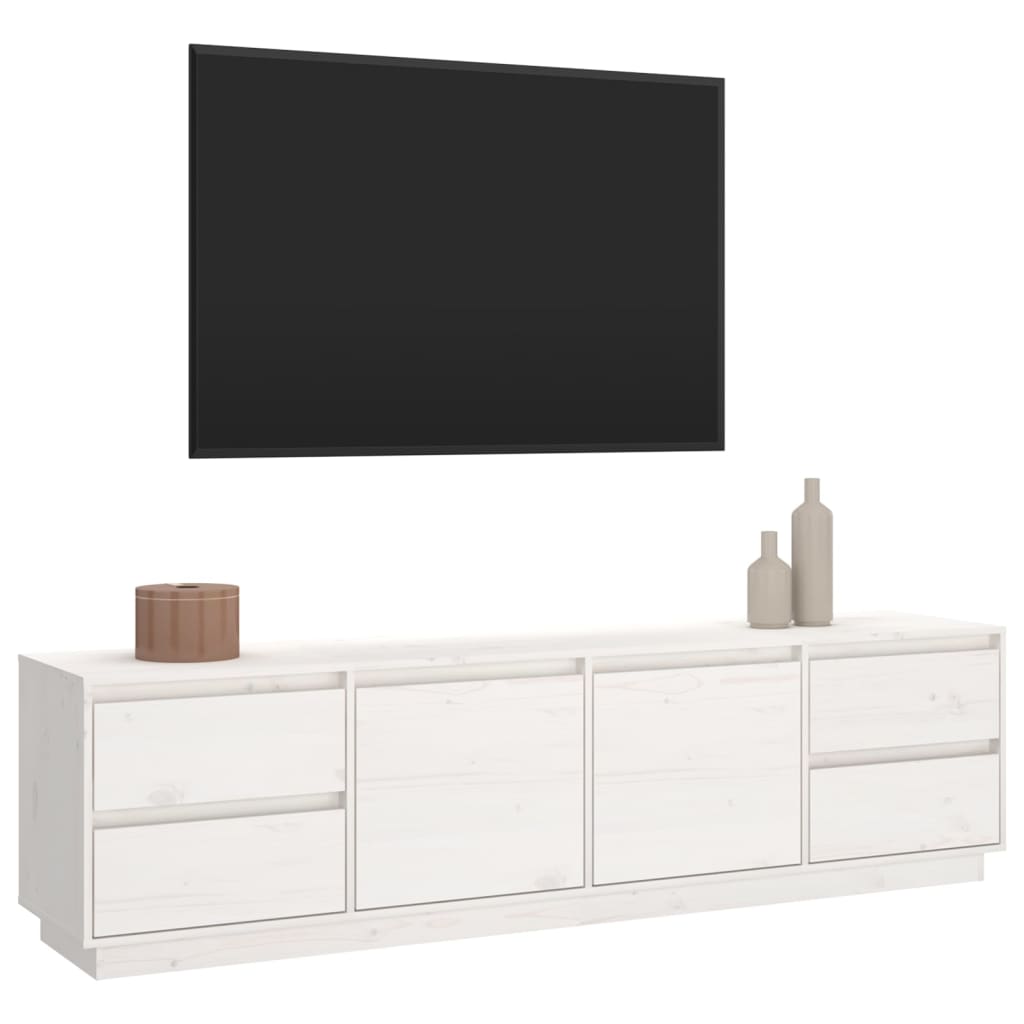 Mobile Porta TV Bianco 176x37x47,5 cm in Legno Massello di Pino 814320