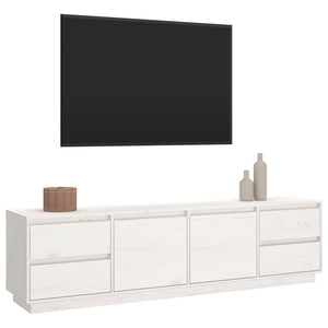 Mobile Porta TV Bianco 176x37x47,5 cm in Legno Massello di Pino 814320