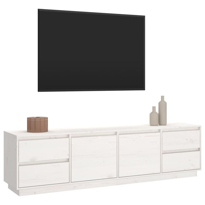 Mobile Porta TV Bianco 176x37x47,5 cm in Legno Massello di Pino 814320