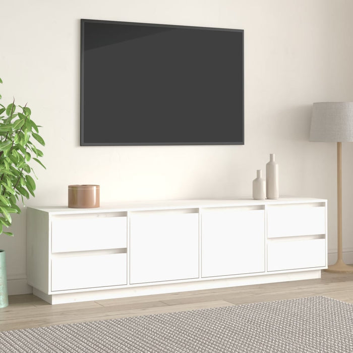 Mobile Porta TV Bianco 176x37x47,5 cm in Legno Massello di Pino 814320