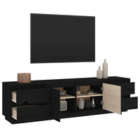 Mobile Porta TV Nera 176x37x47,5 cm in Legno Massello di Pino 814323