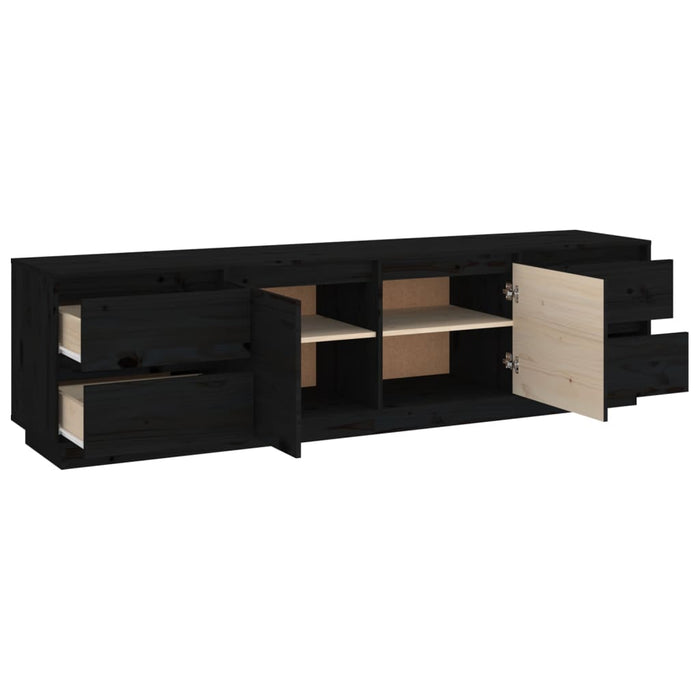 Mobile Porta TV Nera 176x37x47,5 cm in Legno Massello di Pino 814323