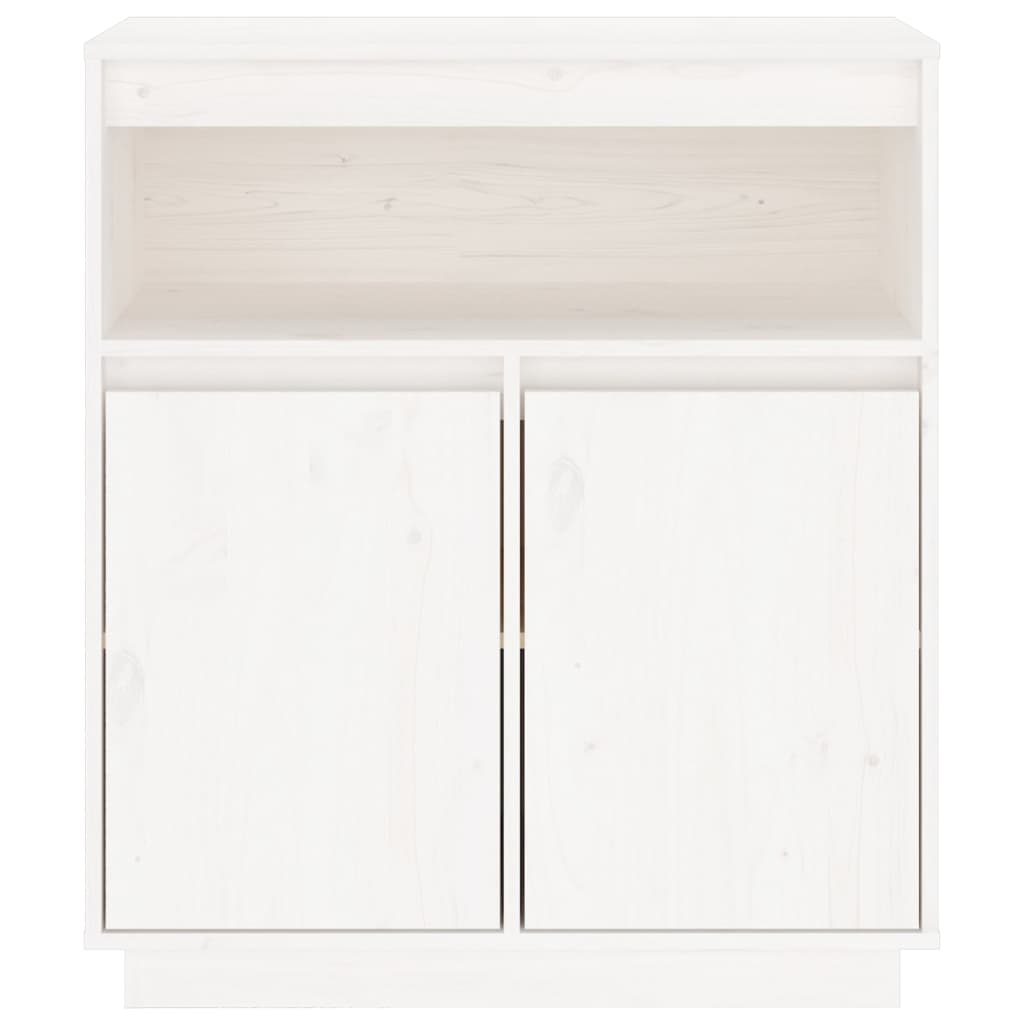Credenza Bianca 70x34x80 cm in Legno Massello di Pino