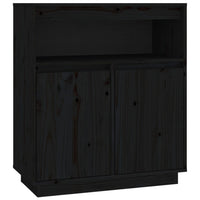 Credenza Nera 70x34x80 cm in Legno Massello di Pino 814388