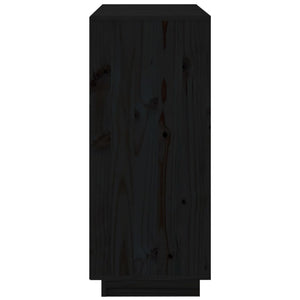 Credenza Nera 70x34x80 cm in Legno Massello di Pino 814388