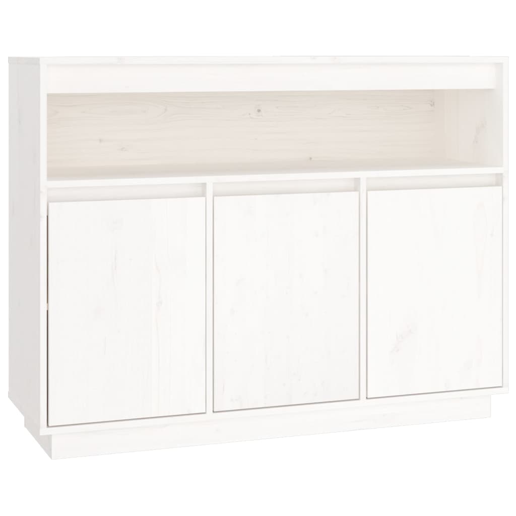 Credenza-Buffet-Armadio da cucina Bianca 104,5x34x80 cm in Legno Massello di Pino