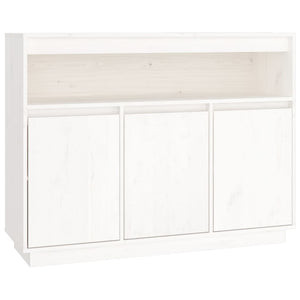 Credenza Bianca 104,5x34x80 cm in Legno Massello di Pino 814390