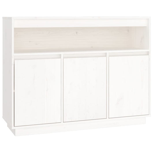 Credenza Bianca 104,5x34x80 cm in Legno Massello di Pino 814390