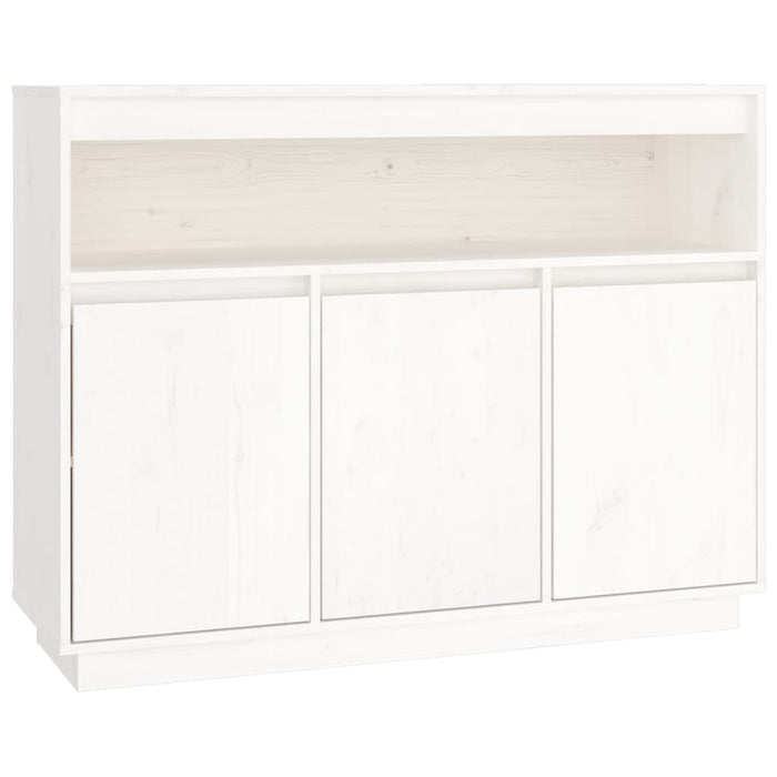 Credenza Bianca 104,5x34x80 cm in Legno Massello di Pino 814390