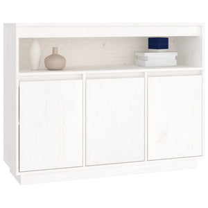 Credenza Bianca 104,5x34x80 cm in Legno Massello di Pino 814390