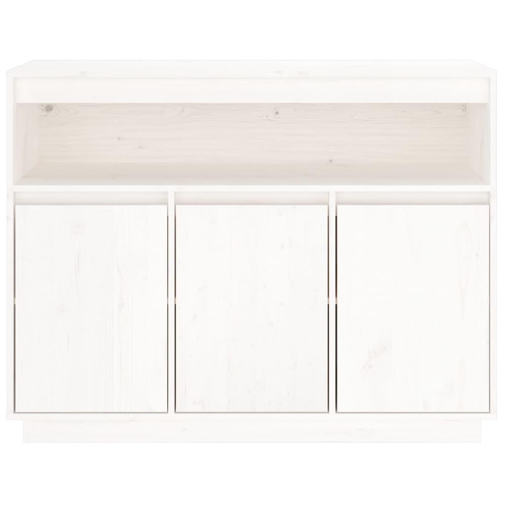 Credenza Bianca 104,5x34x80 cm in Legno Massello di Pino 814390