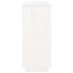 Credenza Bianca 104,5x34x80 cm in Legno Massello di Pino 814390